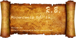 Rozenzweig Béla névjegykártya